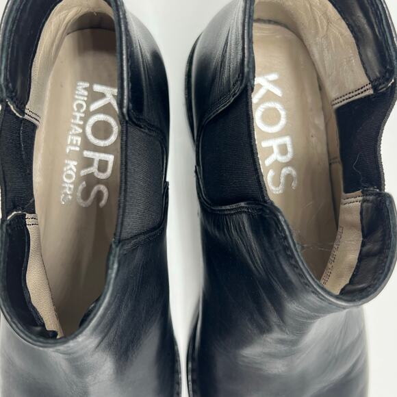 KORS Michael Kors Black Leather Slip On Ankle Boot Size 5.5 - Picture 6 of 9